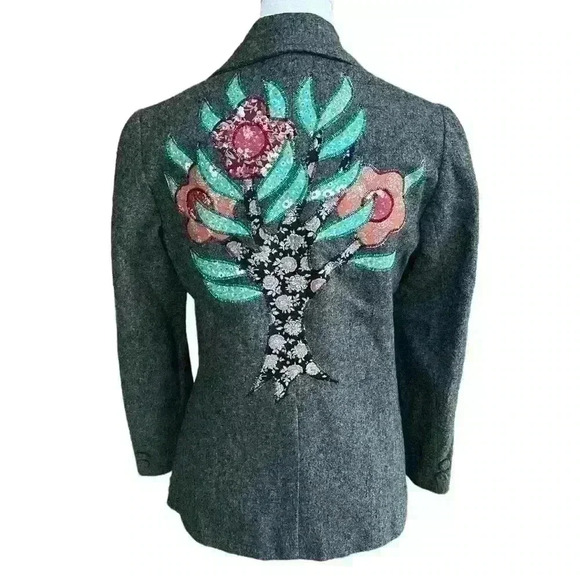 Vintage 70s Mountain Artisans appliqué jacket / blazer, size 7/8 - Picture 1 of 9